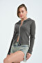 Women's Double Zipper Detailed Hooded Cardigan - 7