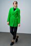 Belt Detailed Double-Breasted Short Coat Light Green 3017