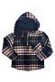 Zippered Hooded Plaid Patterned Children's Shirt
