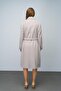 Shirt Collar Brooch and Punto Detailed Plus Size Coat Stone 3011 - 5