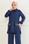 Pocket Detailed Suit Indigo 19229 - 2