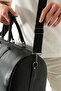 Genuine Leather Unisex Travel Bag Hand Bag Shoulder Bag with Adjustable Strap Large Size Black - 5