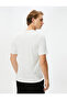 Line Printed T-Shirt Crew Neck Slim Fit Short Sleeve Cotton - 4