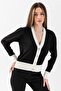 Jewel Buttoned Knitwear Cardigan 5610 Black-Ecru