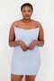 Women Plus Size Textured Casual Mini Dress, Dusty Blue