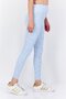 Women Floral Print Leggings, Sage Blue - 2