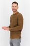 Men Crew Neck Long Sleeve Brand Logo Sweater, Tan - 3