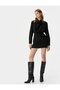 Drape Collar Dress Mini Long Sleeve