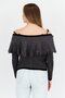 Women Round Neck Long Sleeve Stripe Sweater, Black - 2