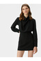 Drape Collar Dress Mini Long Sleeve - 2
