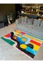 Özge Collection Multicolor Painting Look Woven Base Modern Decorative Carpet Ozge43