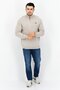 Men High Neck Embroidered Logo Long Sleeves Sweater, Warm Dusty Marl - 2