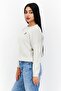 Women Crew Neck Long Sleeve Brand Logo Sweater, Light Grey - 3