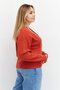 Women V Neck Long Sleeve Textured Cardigan, Orange - 3