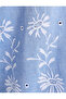 Balloon Sleeve Shirt with Floral Embroidery, High Collar, Cotton, Scalloped - 6