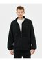 Plush Jacket Kangaroo Pocket Zippered Stand Collar - 3