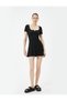 A-line Mini Dress Short Sleeve Square Neck Comfortable Fit - 3