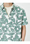 Patterned Shirt Short Sleeve Floral Pocket Detail Classic Collar Buttoned - 5