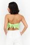 Women Halter Neck Sleeveless Solid Satin Top, Lime Green - 3