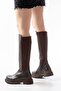 812-305 Brown Women's Casual Boots with Back Stretch Zipper - 3