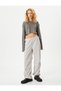 Long Sleeve T-Shirt Crop Openwork Relaxed Cut Crew Neck - 2