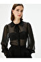 Chiffon Transparent Shirt Long Sleeve Tie Collar