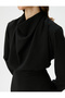 Drape Collar Dress Mini Long Sleeve - 5