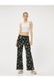 Floral Wide Leg Trousers Tie Waist High Waist Comfortable Fit