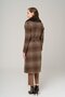 Detachable Fur Collar Waist Tied Medium Length Plaid Coat BROWN 3978 - 7