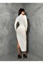 White Long Dress - Low-Length, L-Length - Laser Cut - 3