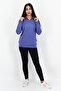 Women High Neck Brand Logo Sweatshirt, Blue - 2