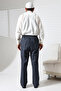 Men's Elastic Waist Pocketed Hac and Umrah Winter Wool Effect Shalwar Trousers - Blue (İsr) - 7