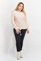 Women Round Neck Long Sleeve Ribbed Sweatshirt, Pink - 3