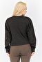 Women Sportswear Fit Long Sleeve Plain Training Sweatshirt, Charcoal - 3
