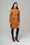Double Breasted Coat with Fur Hooded Bag Pocket TARÇIN 3930 - 3