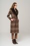 Detachable Fur Collar Waist Tied Medium Length Plaid Coat BROWN 3978 - 4