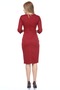 Women's Burgundy Pleated Mila Fabric Double Breasted Dress - 7