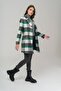 Belted Waist Lined Plaid Patterned Coat GREEN 3927-E - 4