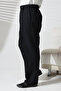 Men's Elastic Waist Pocket Winter Wool Effect Fabric Baggy Trousers - Black (Isr) - 5