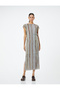 Midi Dress Short Sleeve Crew Neck Slit Detail - 2