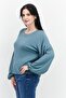 Women Round Neck Long Sleeves Textured Top, Green - 2