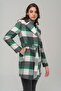 Belted Waist Lined Plaid Patterned Coat GREEN 3927-E - 6