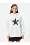 Star Printed Oversize Hooded Sweatshirt - Long Sleeve - 3