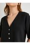 Crop Shirt Short Sleeve Buttoned V-Neck - 5