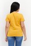 Women Crew Neck Short Sleeves Brand Logo T-Shirt, Mustard - 4