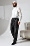 Men's Elastic Waist Pocketed Winter Wool Effect Fabric Shalwar Trousers - Smoked (İsr) - 2