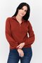 Women High Neck Textured Sweatshirt, Dark Brown