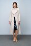 Apolet and Polo Pocket Detailed Double-Breasted Medium Length Coat Bej 3009