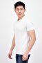 Men Regular Fit Textured Short Sleeve Polo Shirts, White - 3