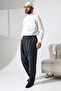 Men's Elastic Waist Pocketed Hac and Umrah Winter Wool Effect Shalwar Trousers - Blue (İsr)